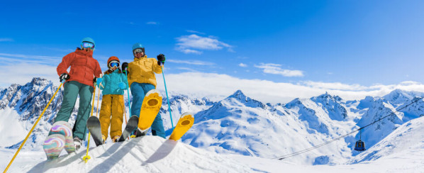 Family Skiing in Mountains