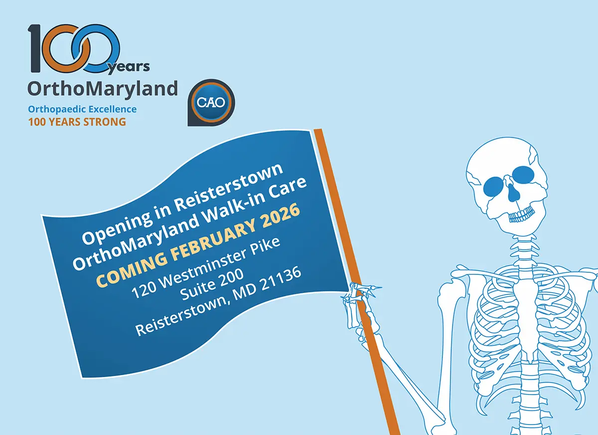 Opening in Reisterstown OrthoMaryland Walk-in Care - Coming February 2026 - 120 Westminster Pike, Suite 200, Reisterstown, MD 21136