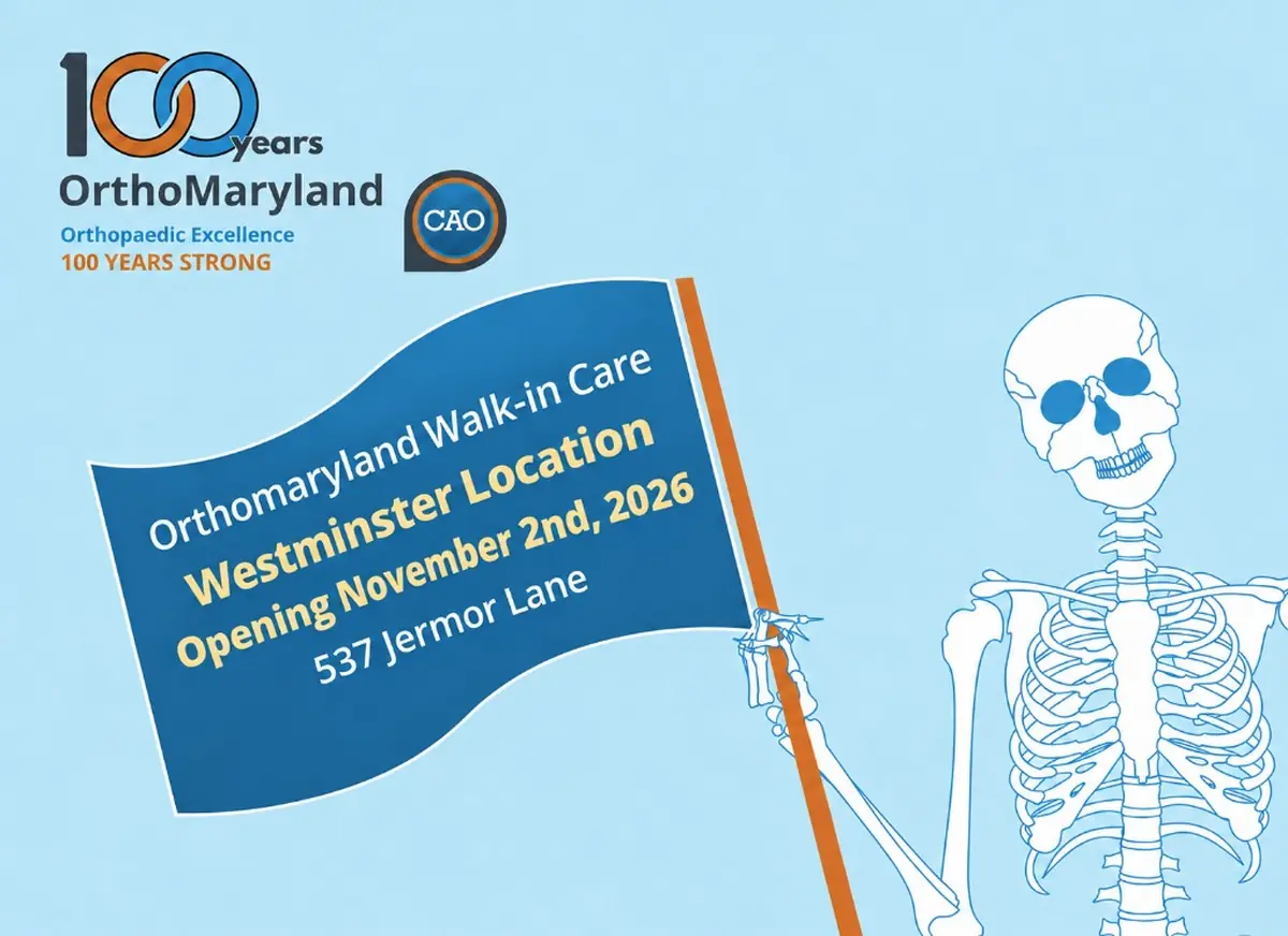 OrthoMaryland Walk-in Care Westminster location opening November 2nd, 2026 - 537 Jermor Lane